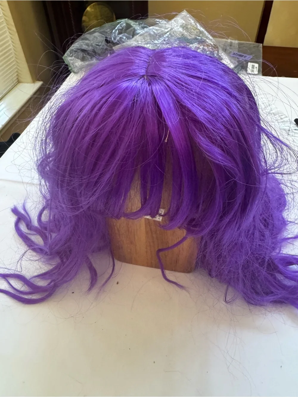 2Vibrant Purple Women's Synthetic Wig - Sleek Bob with Bangs